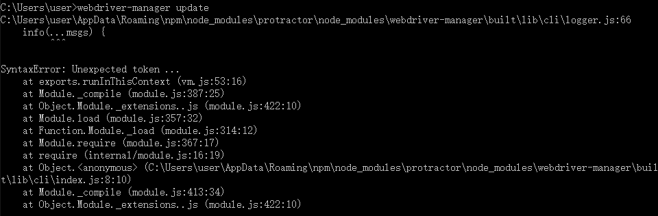 angular.js测试框架protracotr安装所需的node版本