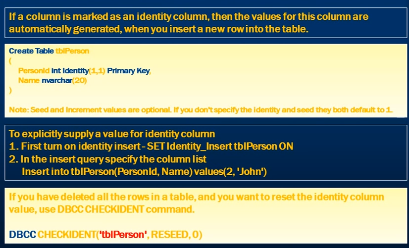 Part 4 Identity Column in SQL Server