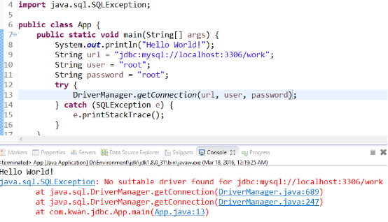 java.sql.SQLException: No suitable driver found for jdbc
