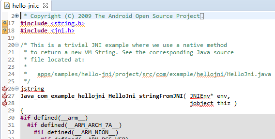 unresolved inclusion in the java header in JNI