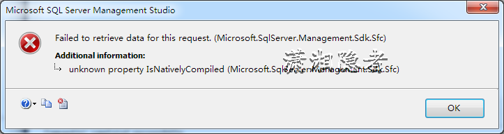 Failed to retrieve data for this request. (Microsoft.SqlServer.Management.Sdk.Sfc)