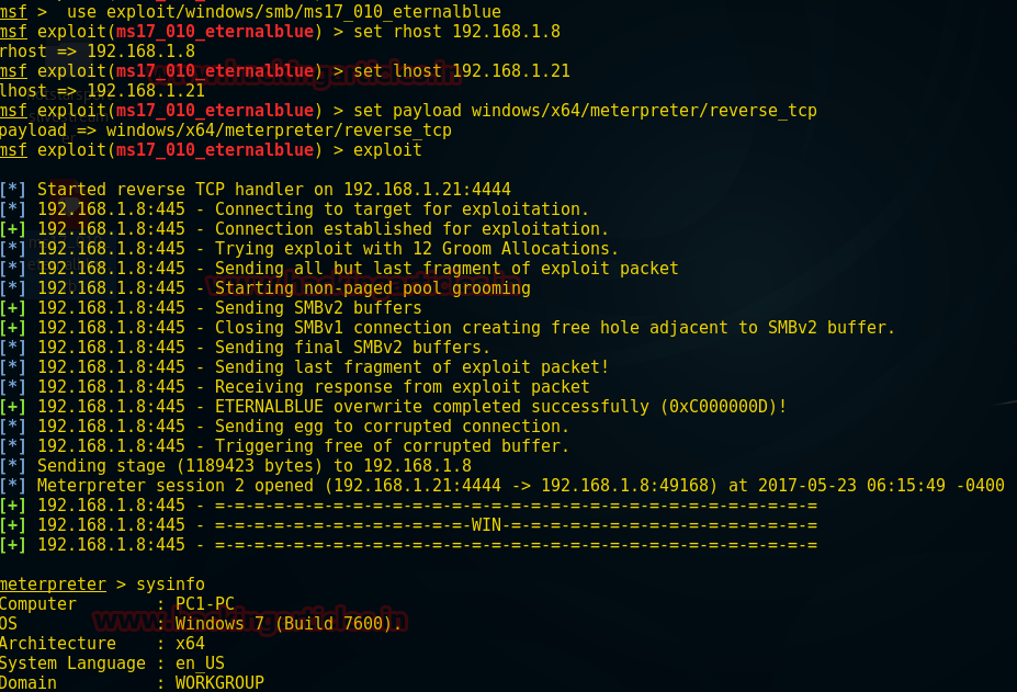 smb(ms17-010)远程命令执行之msf第16张