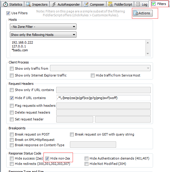 使用fiddler的过滤条件