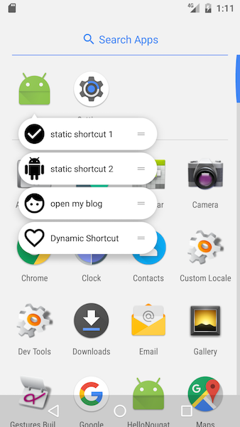 app shortcuts