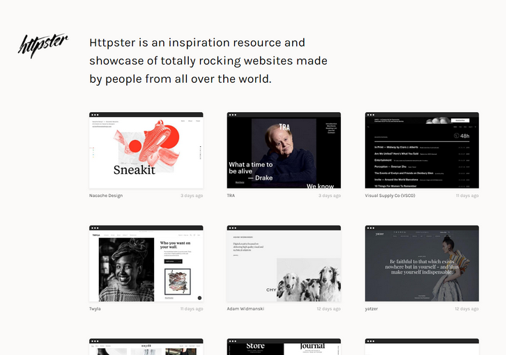 Httpster –世界各地最潮的网页设计案例聚合网站