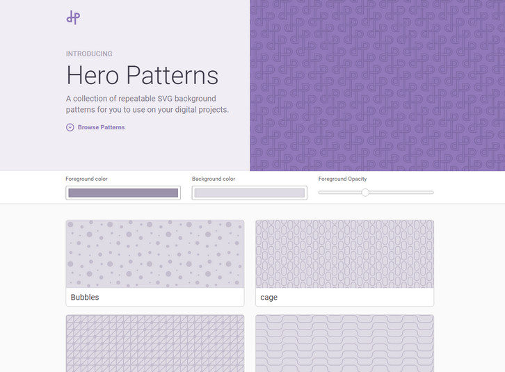 Hero Patterns - 聚合各种 SVG 背景纹理素材的网站