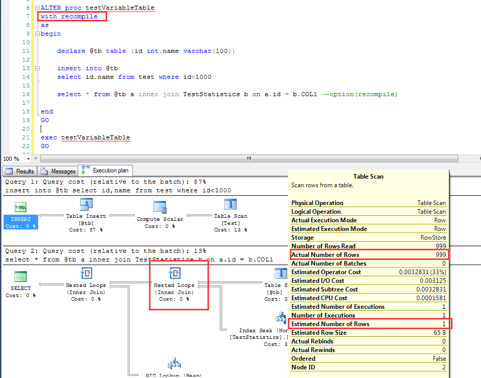 sql option recompile