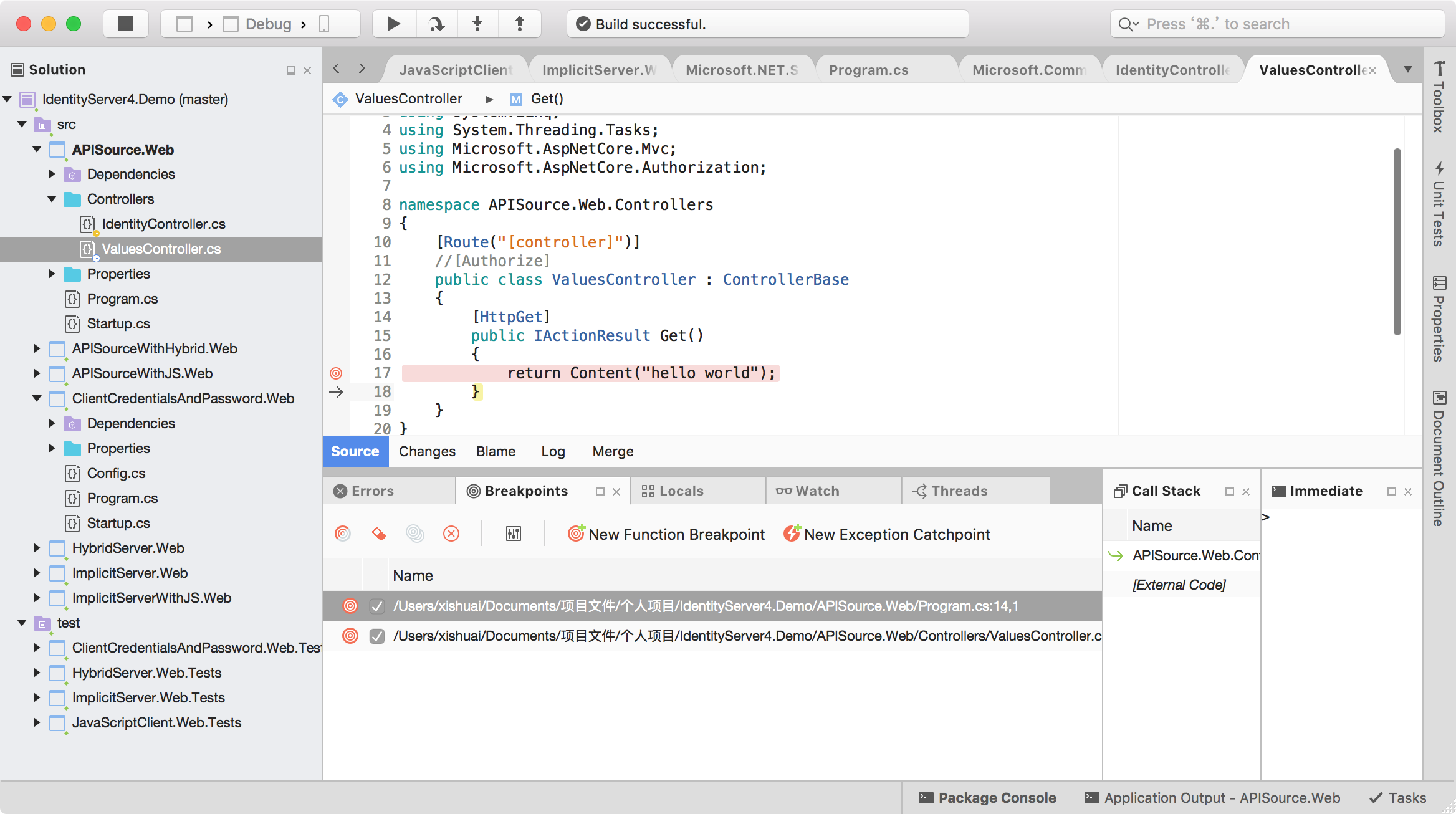 visual studio for mac launchsettings.json