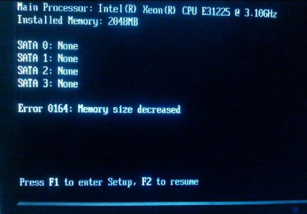 Error 0164 memory size decreased lenovo как убрать