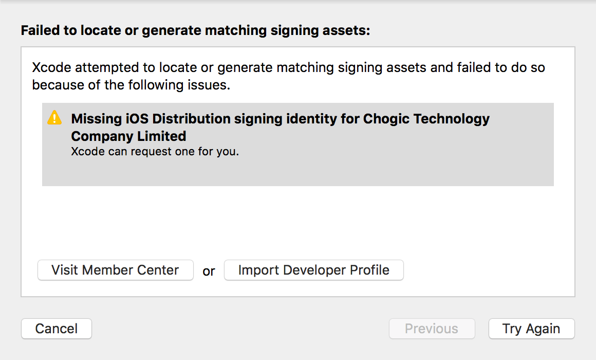 Missing iOS Distribution signing identity for XXXXX