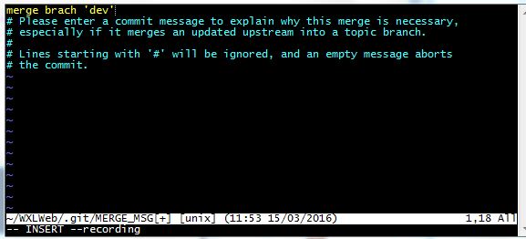 git中Please enter a commit message to explain why this merge is necessary.