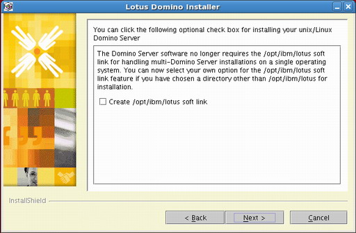 图 8. Domino V8 安装的建立 Domino Server 软链接界面
