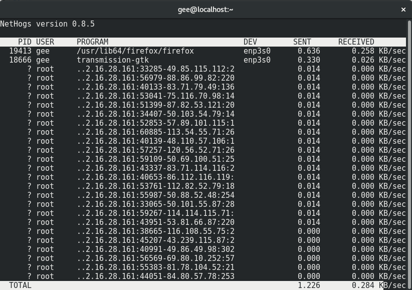 Linux下按程序查实时流量 network traffic第3张