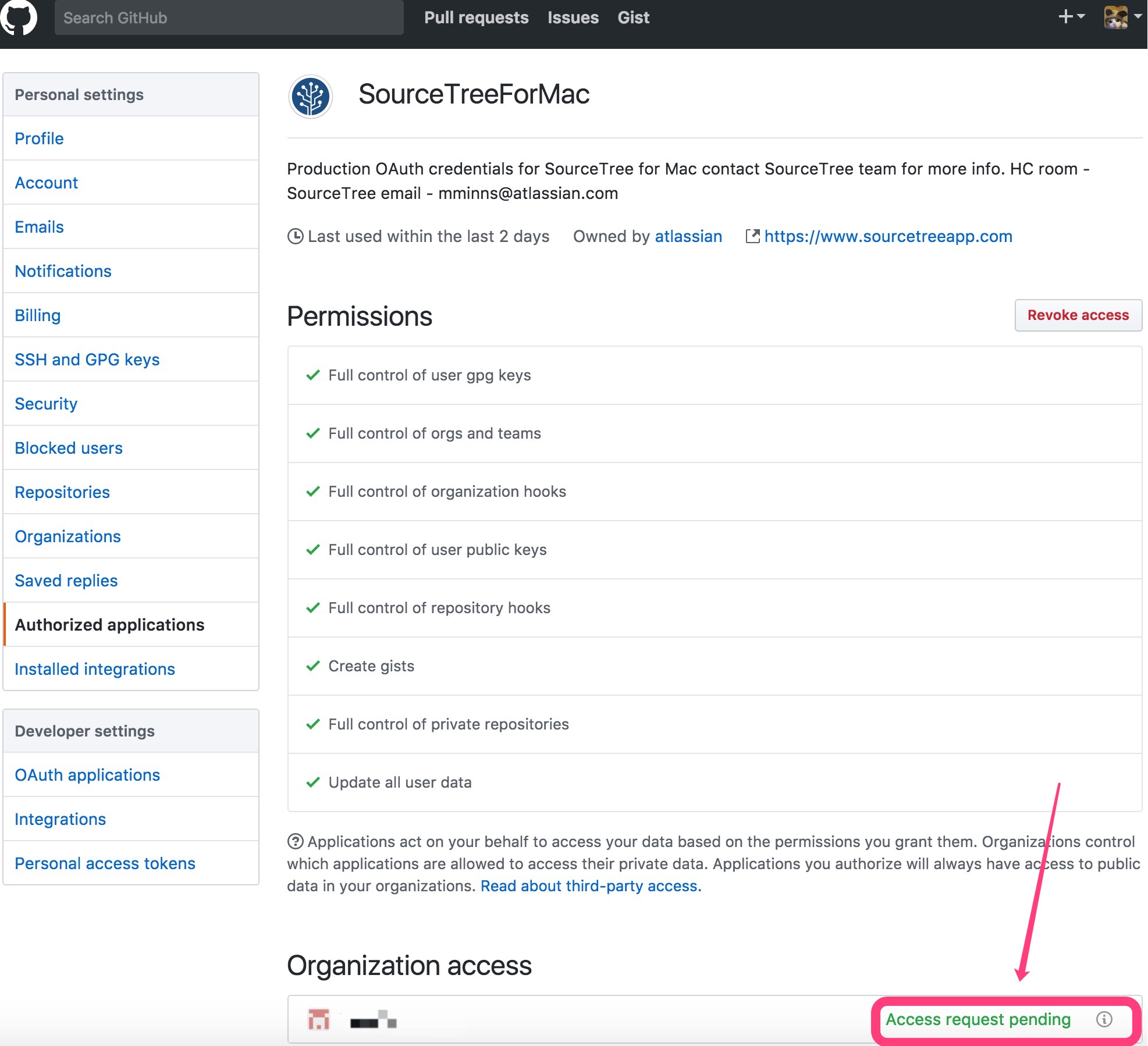 sourcetree github organization